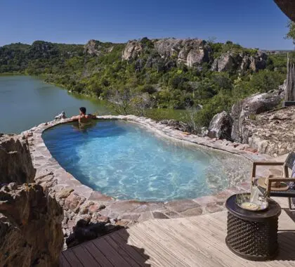 Exceptional views from the swimming pool at Singita Pamushana. 