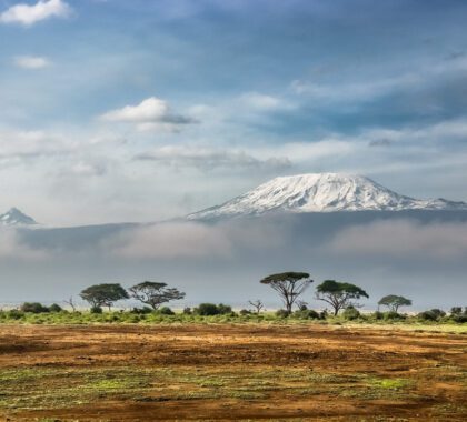 Snow capped Mount Kilimanjaro from Kenya