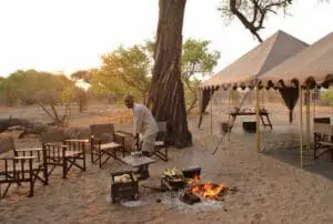 Campfire at Chobe Under Canvas.