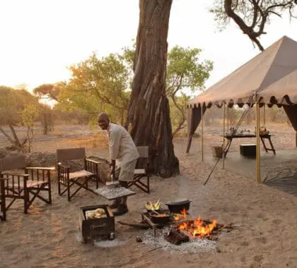 Campfire at Chobe Under Canvas.