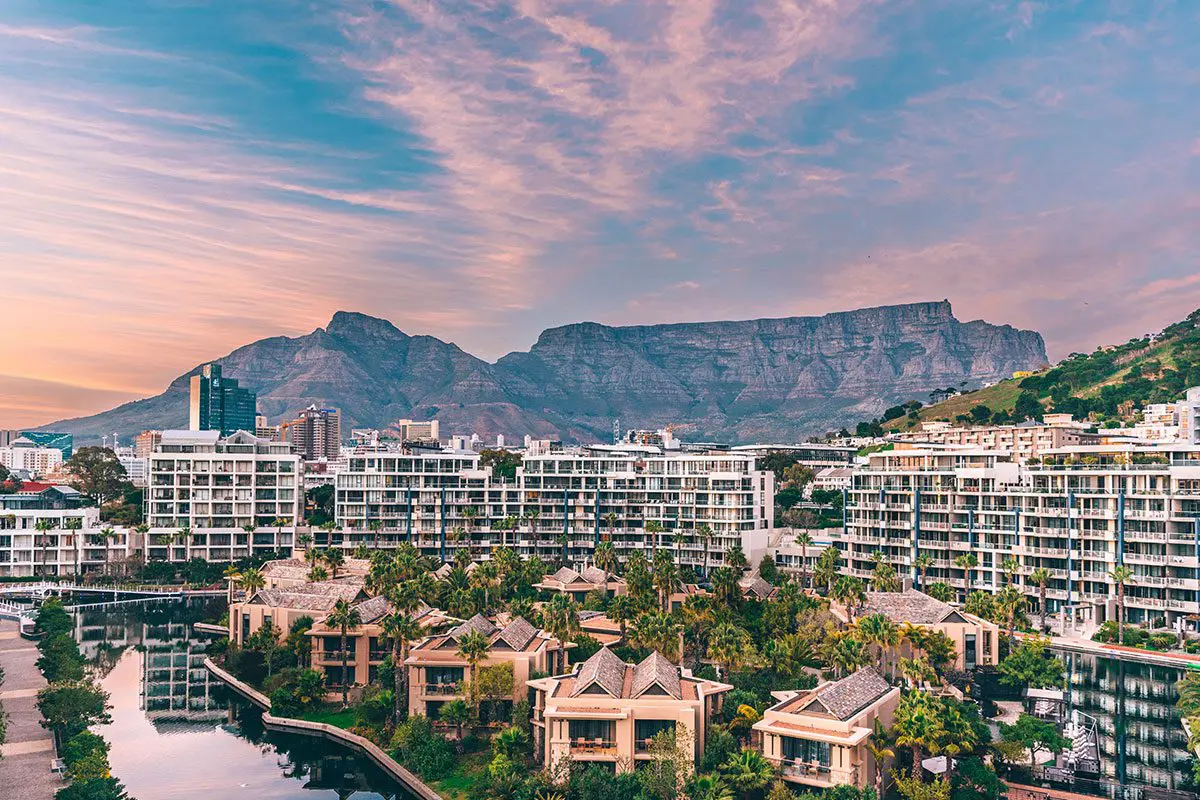 Majestic view of Table Mountain from Cape Town V&A Waterfront