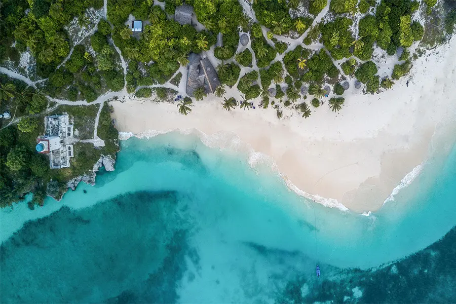 Aerial view of Fanjove Island in Tanzania