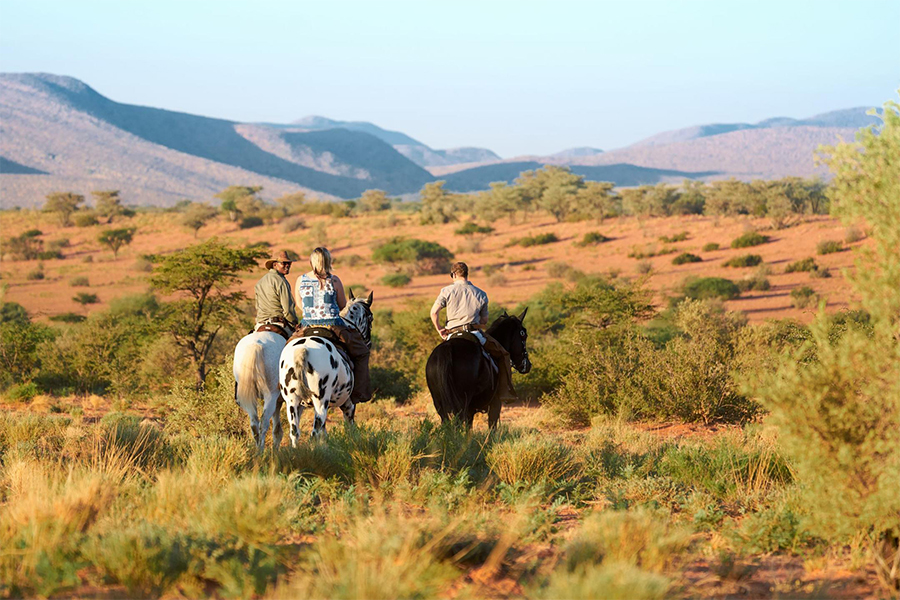 Horse back safari through the Kalahari, South Africa.