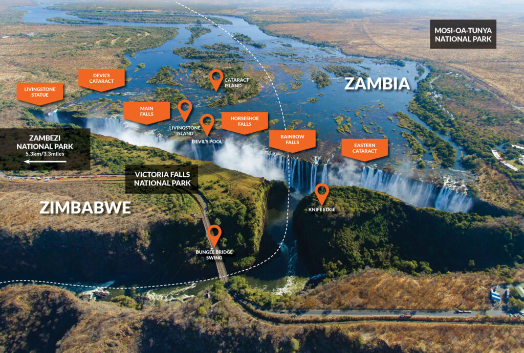 Map of Victoria Falls in Zimbabwe and Zambia | Go2Africa