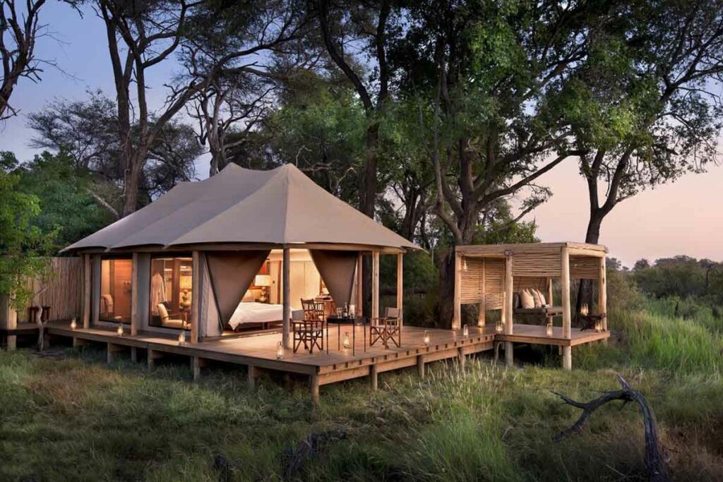 Exterior view of the luxurious Nxabega Okavango Tented Camp in Botswana | Go2Africa