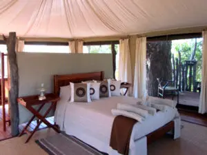 El alojamiento en Mana Pools se limita a un puñado de campamentos de tiendas de lujo escondidos.