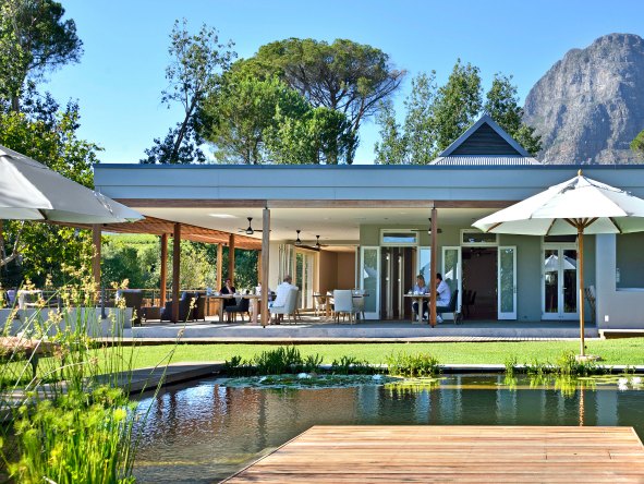 Drink in the magnificent views of the Simonsberg and Du Toitskloof Mountains at Angala Boutique Hotel.
