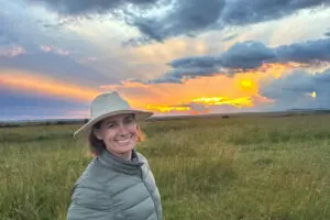 Making the most of a setting African sun.