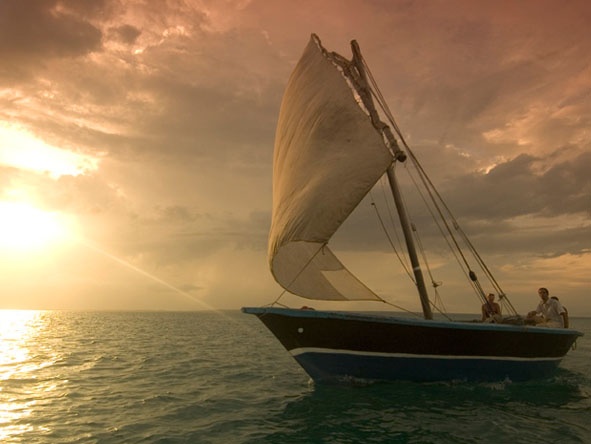 Enjoying the sunset the Quirimbas way- on the ocean & under sail.
