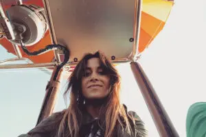 Jess en un safari en globo aerostático. 