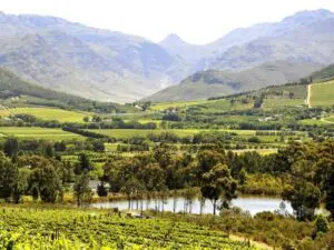La Petite Ferme bietet einen atemberaubenden Blick auf die Obstgärten und Weinberge im üppigen Tal.