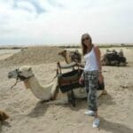 About to explore the desert by camel-back in Swakopmund, Namibia.