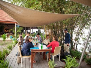 Mami Wata is the perfect spot for dinner or a sundowner on the banks of the Congo river.