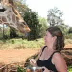 Having a moment with a local resident at Nairobi's Giraffe Manor.