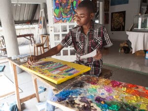 Visit the Poto-Poto Painting School where artists from all over Central Africa produce and display their work.