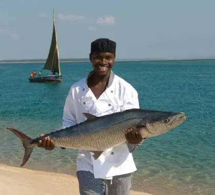 Take a walk down to the beach with your chef & you'll see what's for dinner - fish doesn't come fresher than here.