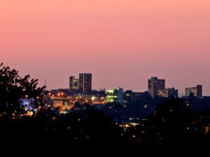 The Joburg skyline.