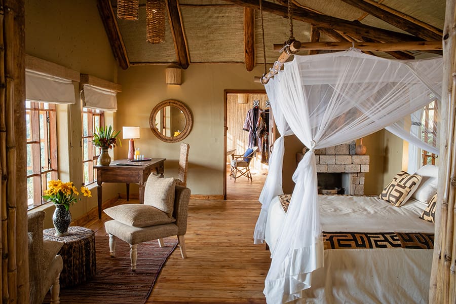 Las habitaciones de lujo del Virunga Lodge.