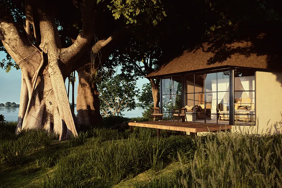 Chobe Savanna Lodge | Rendered image. Reopening after renovations in May 2026, new images coming soon. 