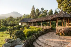 Zona del albergue principal del monte Gahinga.