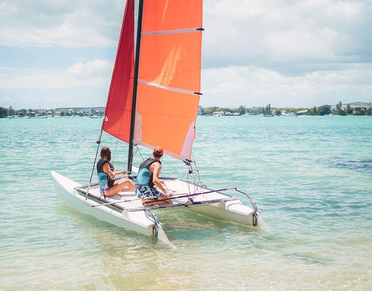 Sail over crystal azure water. 