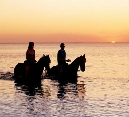 Spend a romantic evening on a sunset horseride.