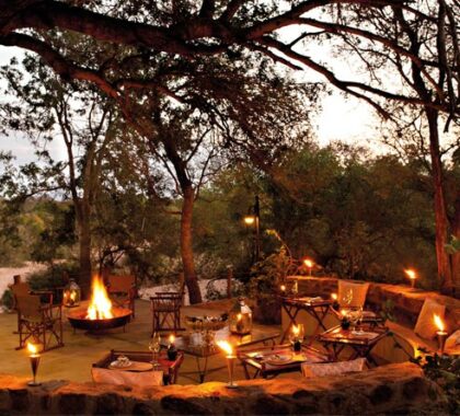 End a day on safari with the camaraderie of a campfire, swopping stories of the day's adventures.