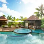 Enjoy a couple's massage in the shade of a poolside gazebo.
