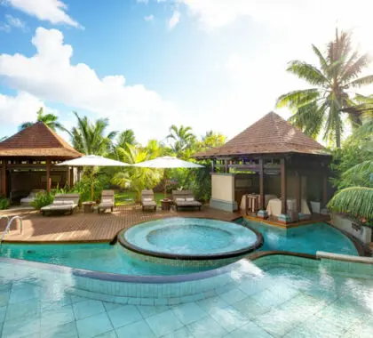 Poolside gazebo at LUX Le Morne