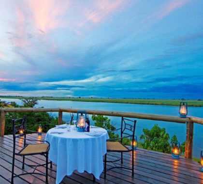 Chobe Game Lodge overlooks the scenic Chobe River, home to large hippo pods, crocodiles and an abundance of bird life.