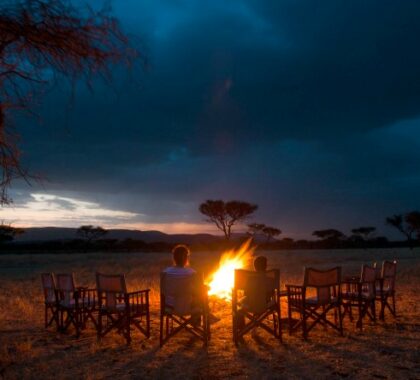 Evenings are for exchanging stories and unforgettable safari moments around the campfire.
