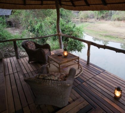 Take in the tranquil river and lagoon views from the deck in front of your suite.
