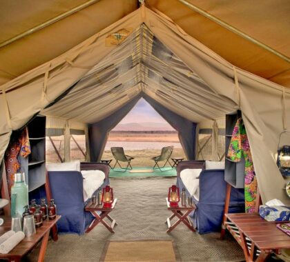 Curl up in your luxurious bed at Zambezi Expeditions, your tent is set along the river, so you will have amazing views.