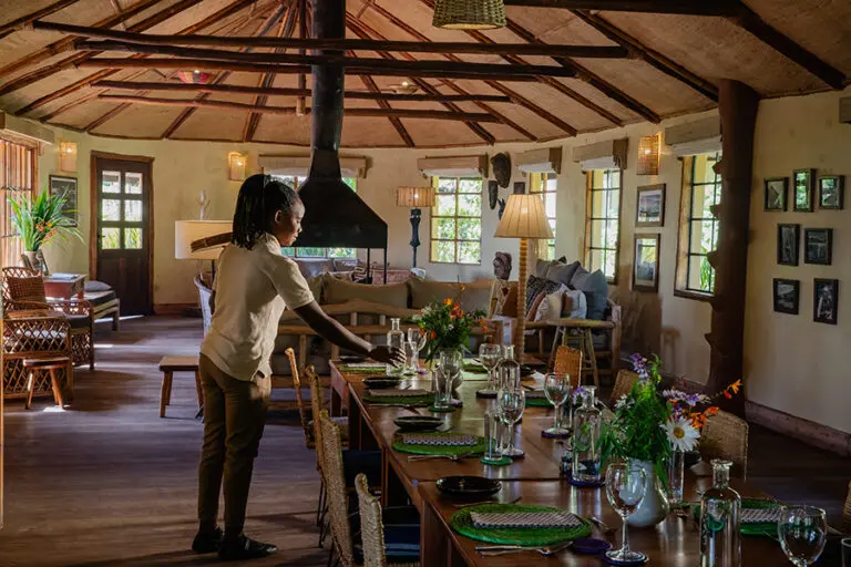 Dining at Mount Gahinga.