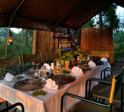 Feast on traditional African cuisine in the tented dining room.