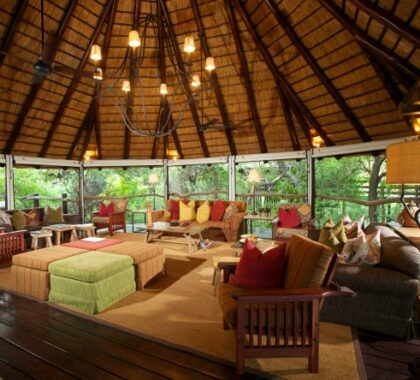 The lodge is built in the traditional thatched safari style and has just 10 tented suites for an intimate experience.