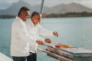 Food experiences on a catamaran. 