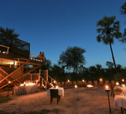 Spend memorable evenings around a boma fire.