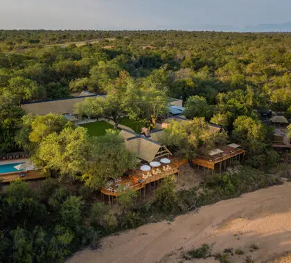 Vista aérea de Thornybush Game Lodge. 