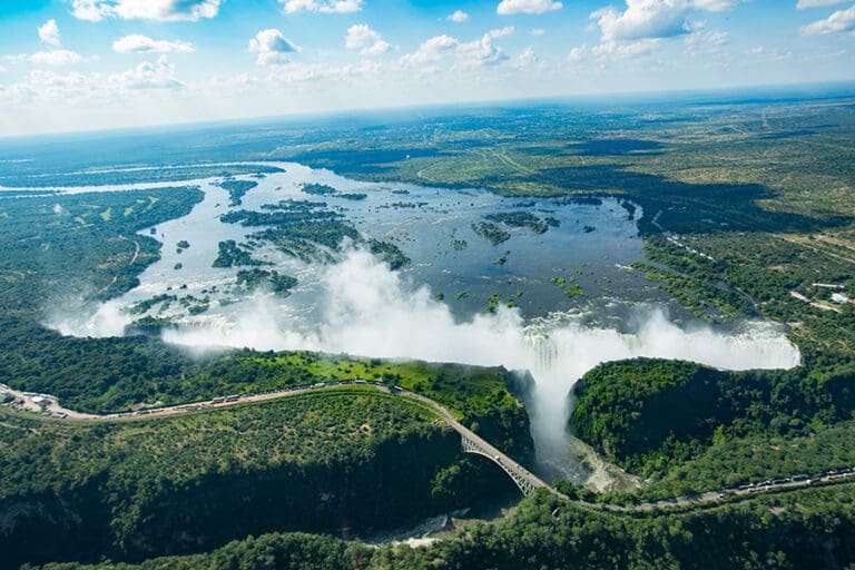 Vista aérea de las cataratas Victoria.