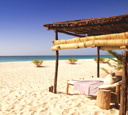 Need to de-stress? It doesn't get much more relaxing than a private day bed on a deserted beach.