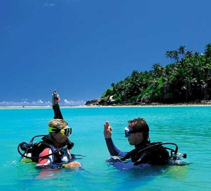 Many resorts have an in-house dive school, taking first-timers from pool to ocean