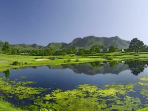 The Outeniqua Mountains form the backdrop to Fancourt's three courses, set on the Garden Route.