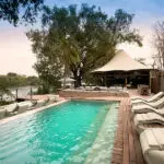 The swimming pool at Thorntree River Lodge in Zambia.