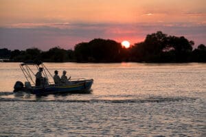 Sunset cruise on the Zambezi River.