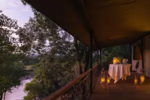 A private dining set up on your tent deck. 