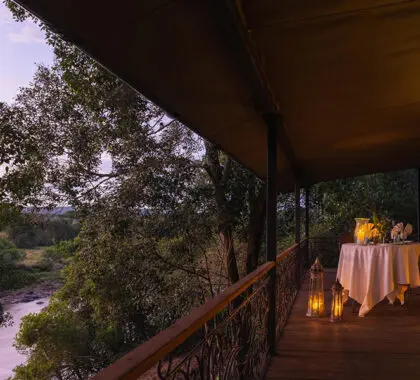 A private dining set up on your tent deck. 