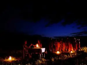 Enjoy a romantic candle lit dinner under the vast night sky