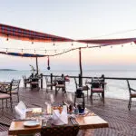 Beach deck at sunset