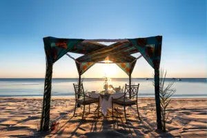 Beach dining.